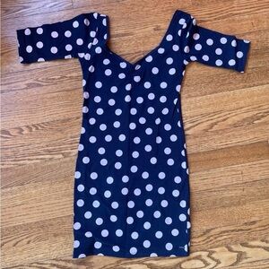 Garage Navy and White Polka Dot Dress